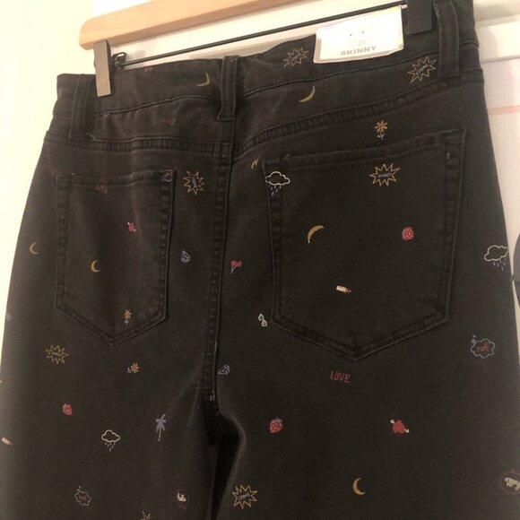 TINSELTOWN Graphic Print Black Skinny Jeans - Picture 5 of 10